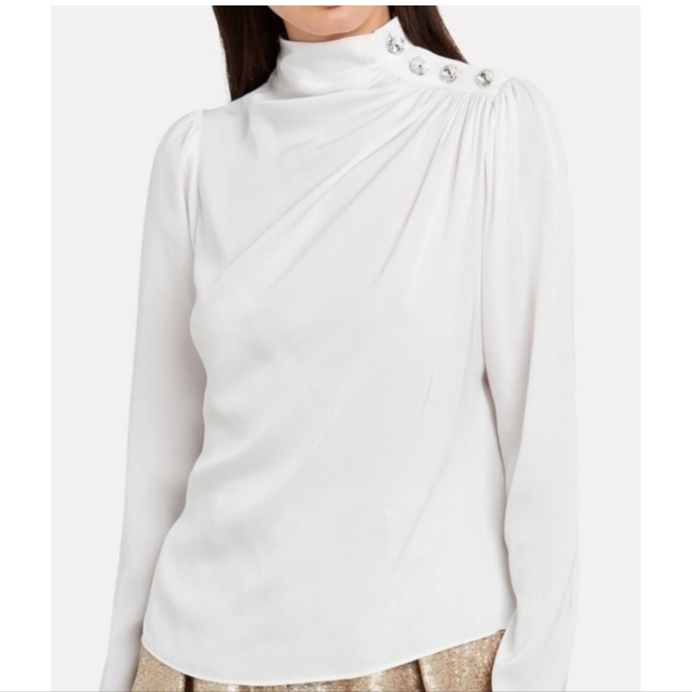 Intermix White Button-Accent Blouse - image 5